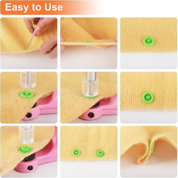 Plastic Snaps for Fabric with Pink Snap Pliers, 240 Sets Snap Button Kit