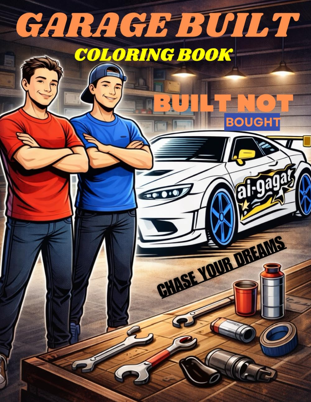 Garage Built: Coloring book for teens and adults: A teen and adult Coloring Book About Custom Cars, Street Builds, and Creative Design