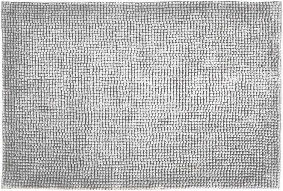 Allure Bobble Chenille Bath Mat Non Slip 50 x 80cm - Soft, Absorbent, Easy Care (Light Grey)OEKO-TEX STANDARD 100