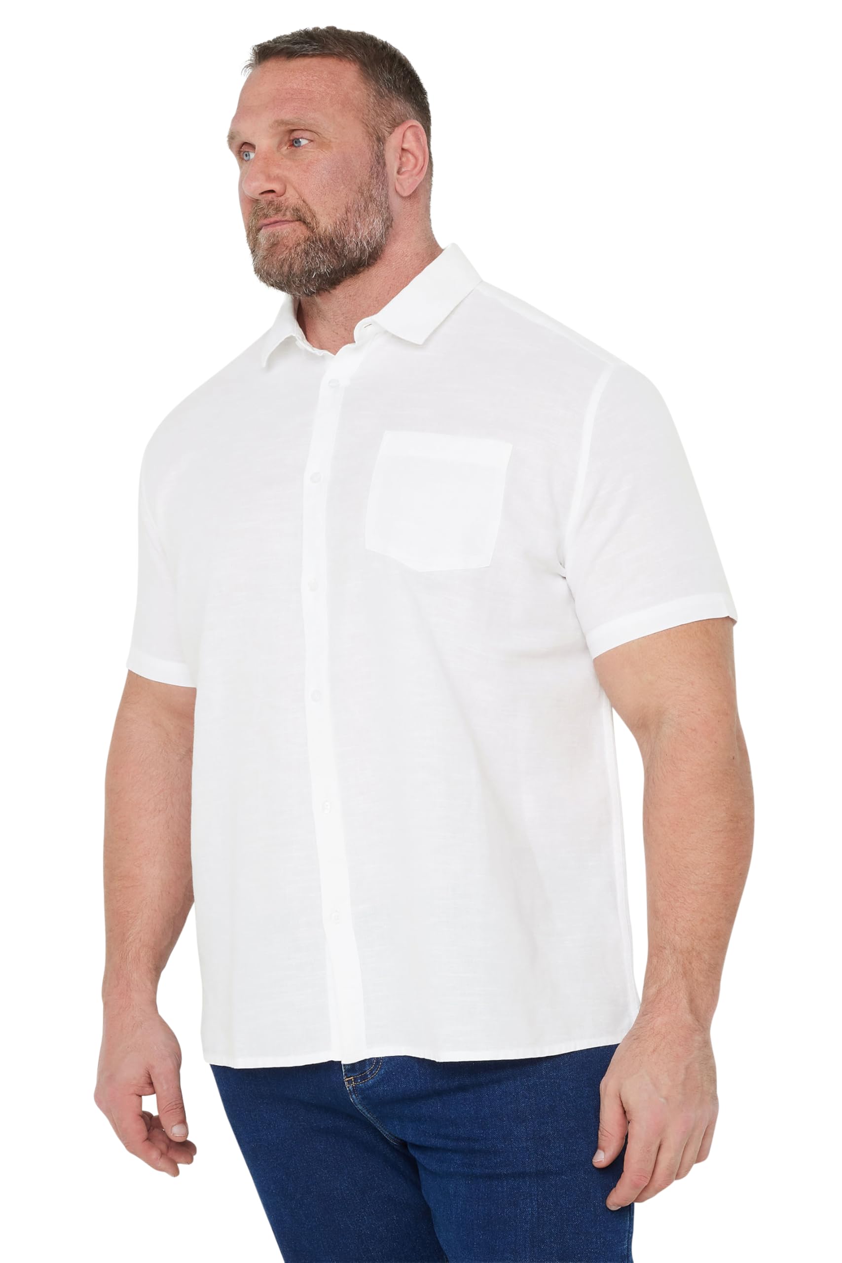 BadRhino Big & Tall Linen Shirt - Men's - Plus Size Curve White