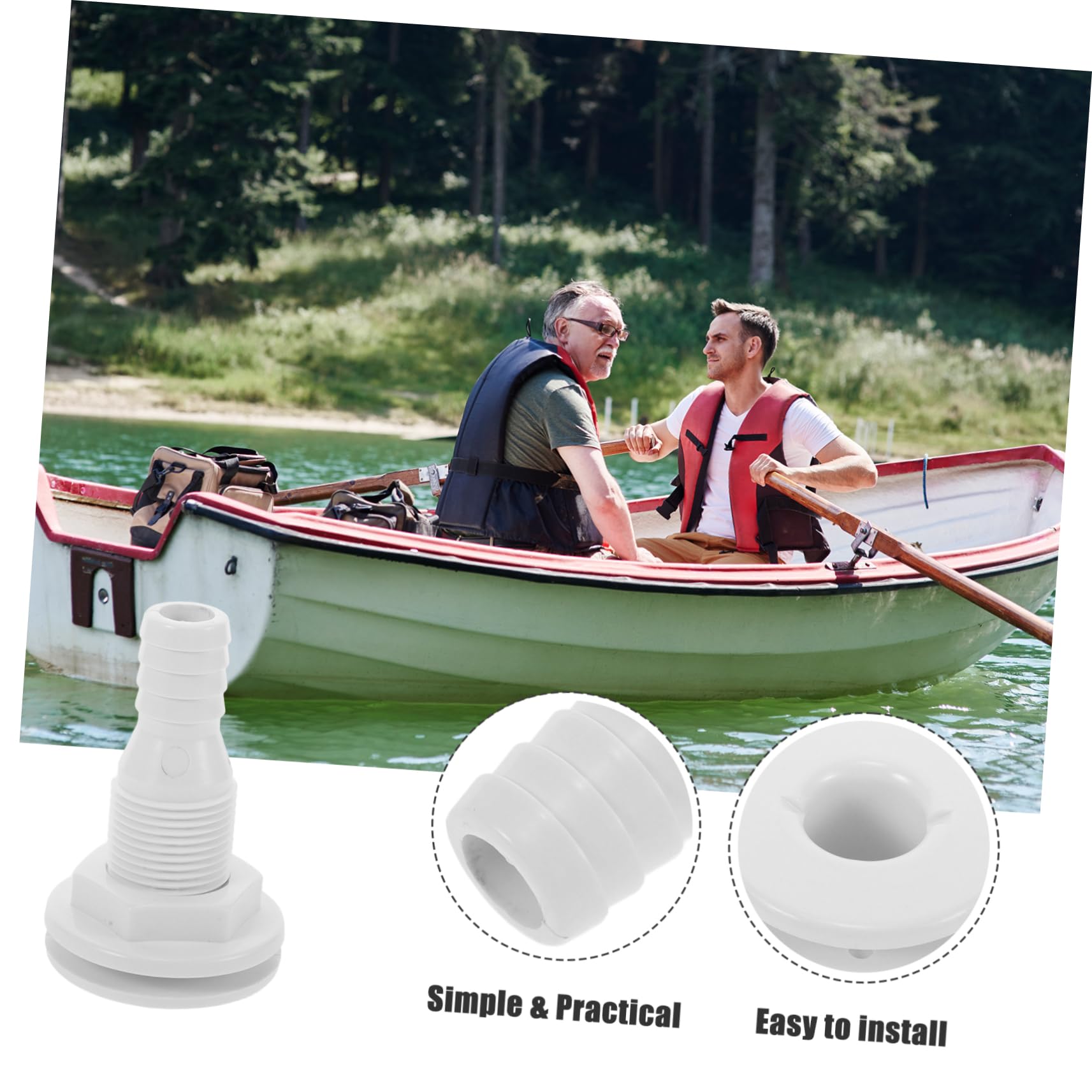 Hemobllo Válvula de Drenaje PVC Push-in Boat Drain Plug tapón de Drenaje de un Lado desagüe tapón de Drenaje para Barco Tubo de Drenaje de la embarcación el plastico White
