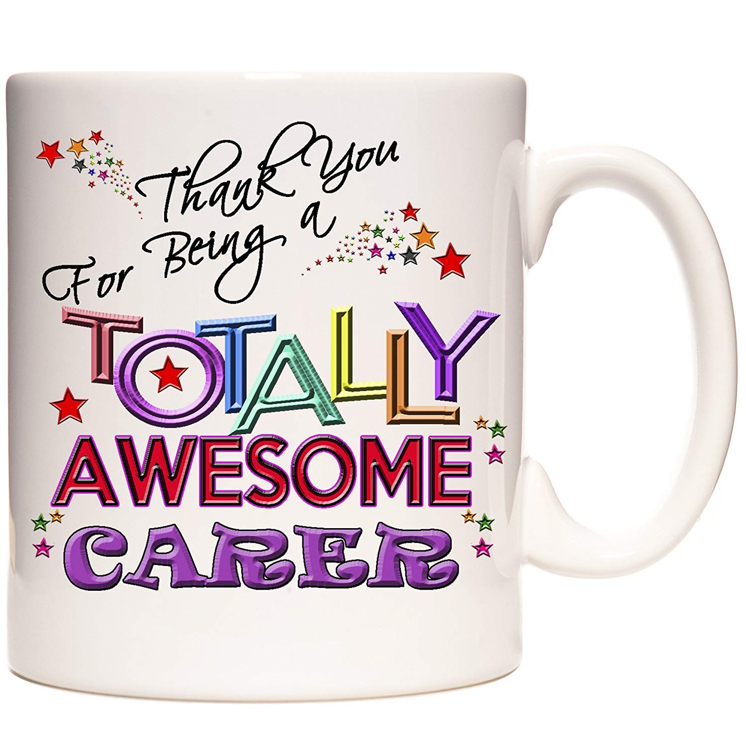 Kazmugz White Carer Gift Mug, Thank You For Being Totally Awesome - Gift Mug, Coffee Cup, 11Oz Ceramic
