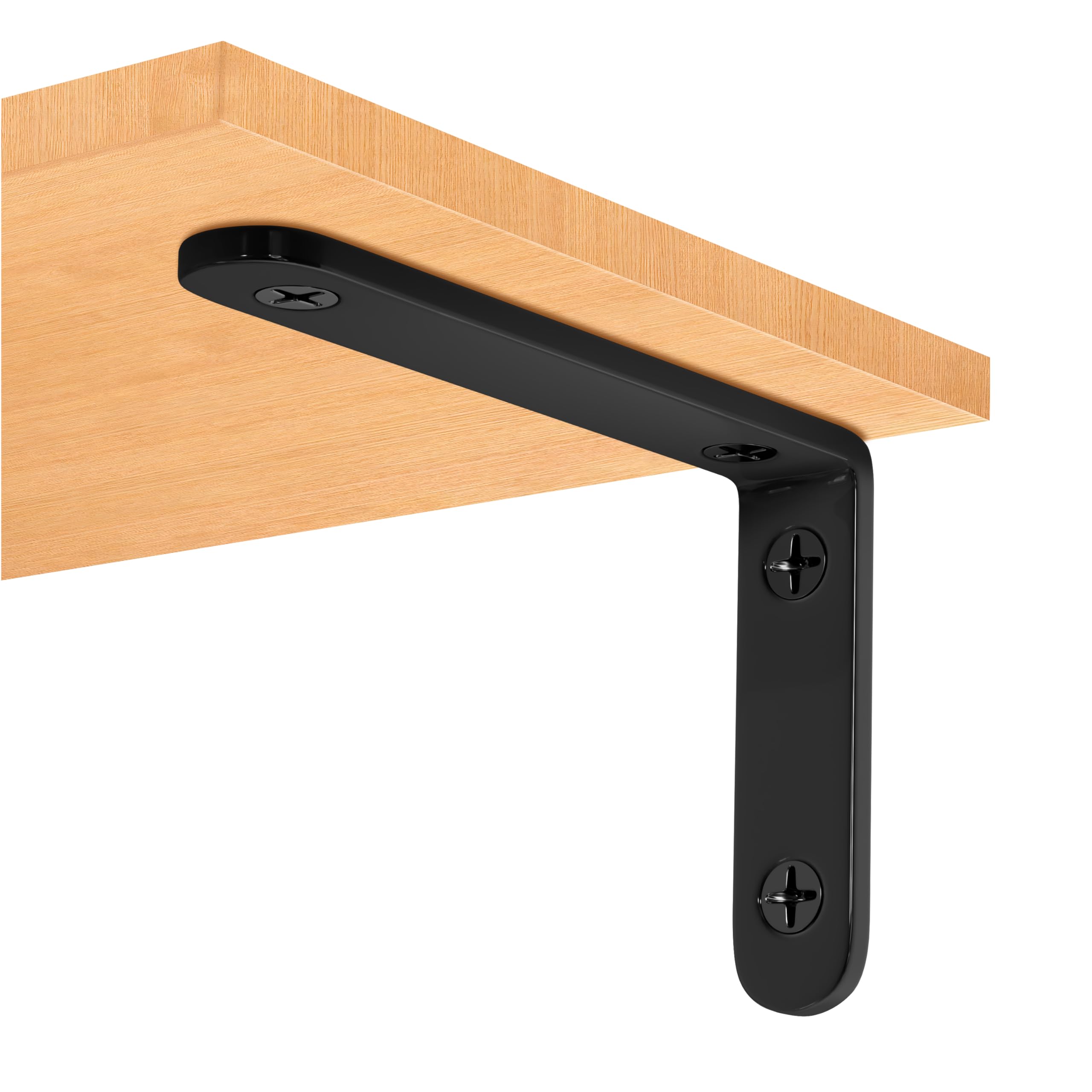 4 Pcs Shelf Bracket,5 Inch Black Floating Shelf Bracket Heavy Duty Meta Walll L Bracket for Floating Shelf Bracket - Wall Mounted Support for DIY with Screws