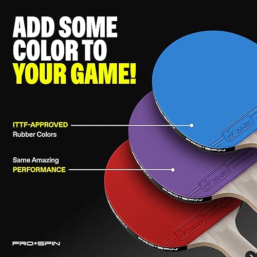 Miniatura 6 de PRO-SPIN Paletas de ping pong, raquetas de tenis de mesa de nivel profesional con fibra de carbono para un control superior  Hoja de 7 capas, goma