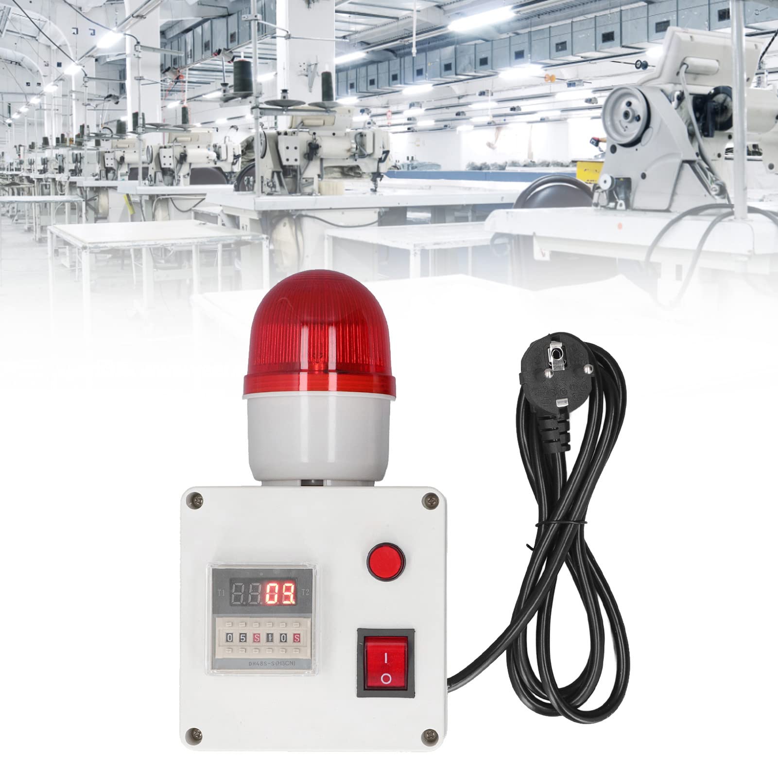 FTVOGUE Alarma Industrial Alarma de Sonido de Alto Decibelio Temporizador de Ciclo Sirena con Sincronización Programable de 6 Dígitos para Fabricación Procesamiento de Alimentos