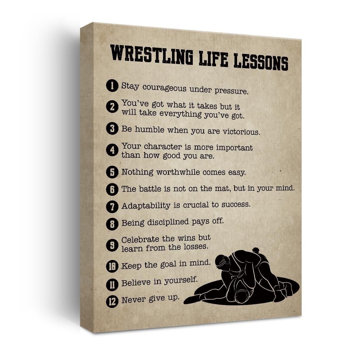 For The Grind Wrestling Wall-Art - Motivational Sports Poster for Athletes, Inspirational Gym & Man Cave Decor, Wrestler Quote for Bedroom(Framed,08x12inch(20x30cm))