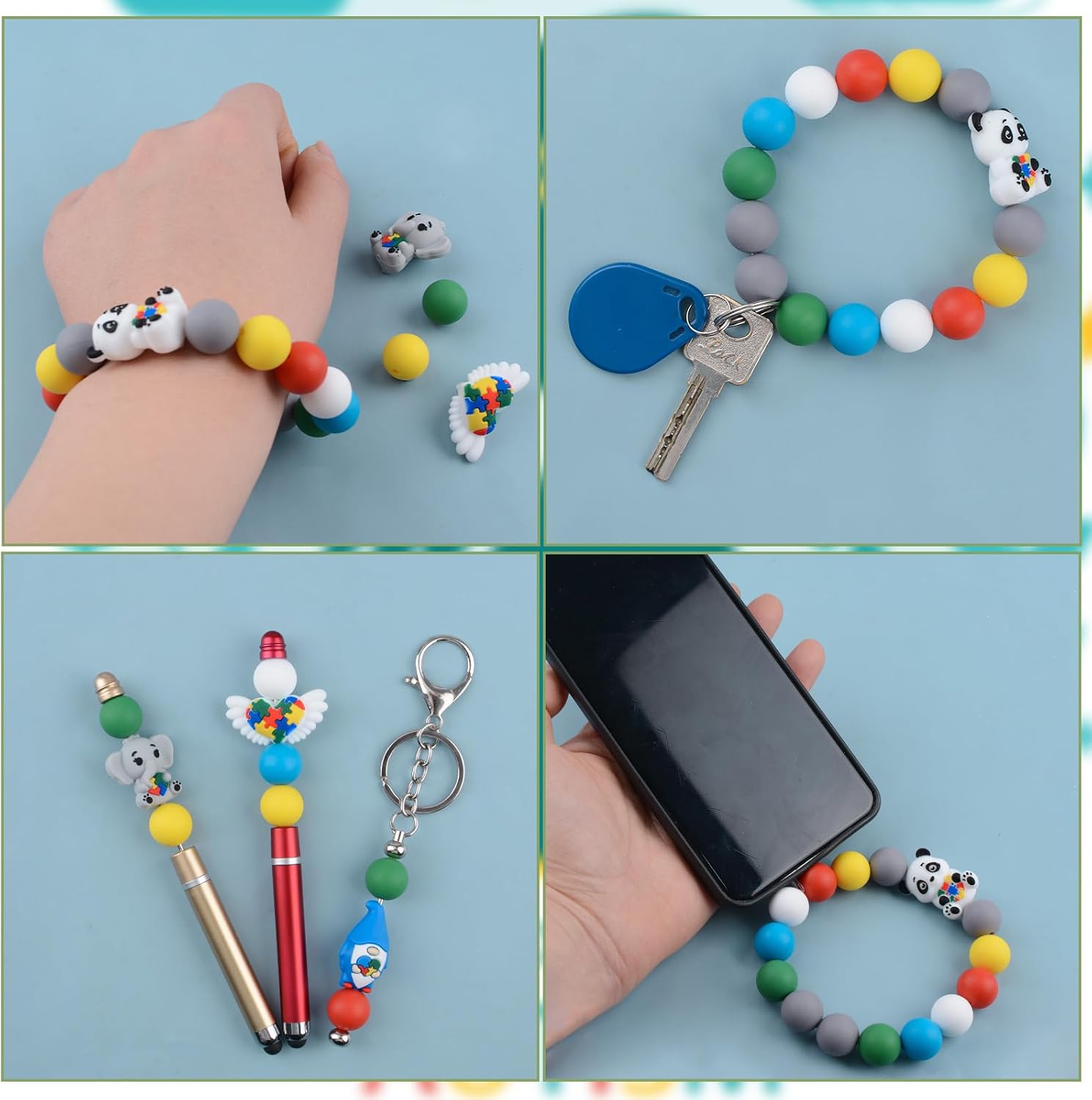 36 PCS Autism Silicone Beads,Autism Awareness Waterproof Focal Beads for Bracelet Crafts for Jewelry Necklace Earring Making DIY Accessories image 5