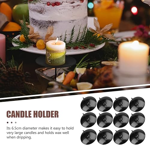Miniatura 8 de Zerodeko Portavelas de hierro, 12 piezas, para tartas, flores, clavos, placa de hierro, soporte para velas, decoración de uñas, decoración de