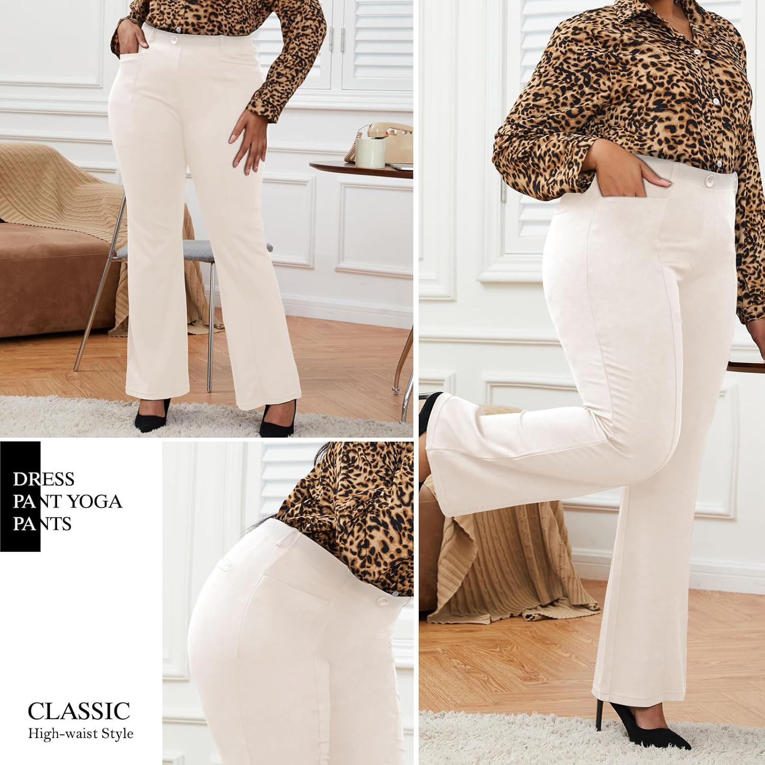 Wrinkle-Free Stretch Dress Pants Plus Size for Women Pull-on Pant Ease into Comfort Office Pant - Image 4