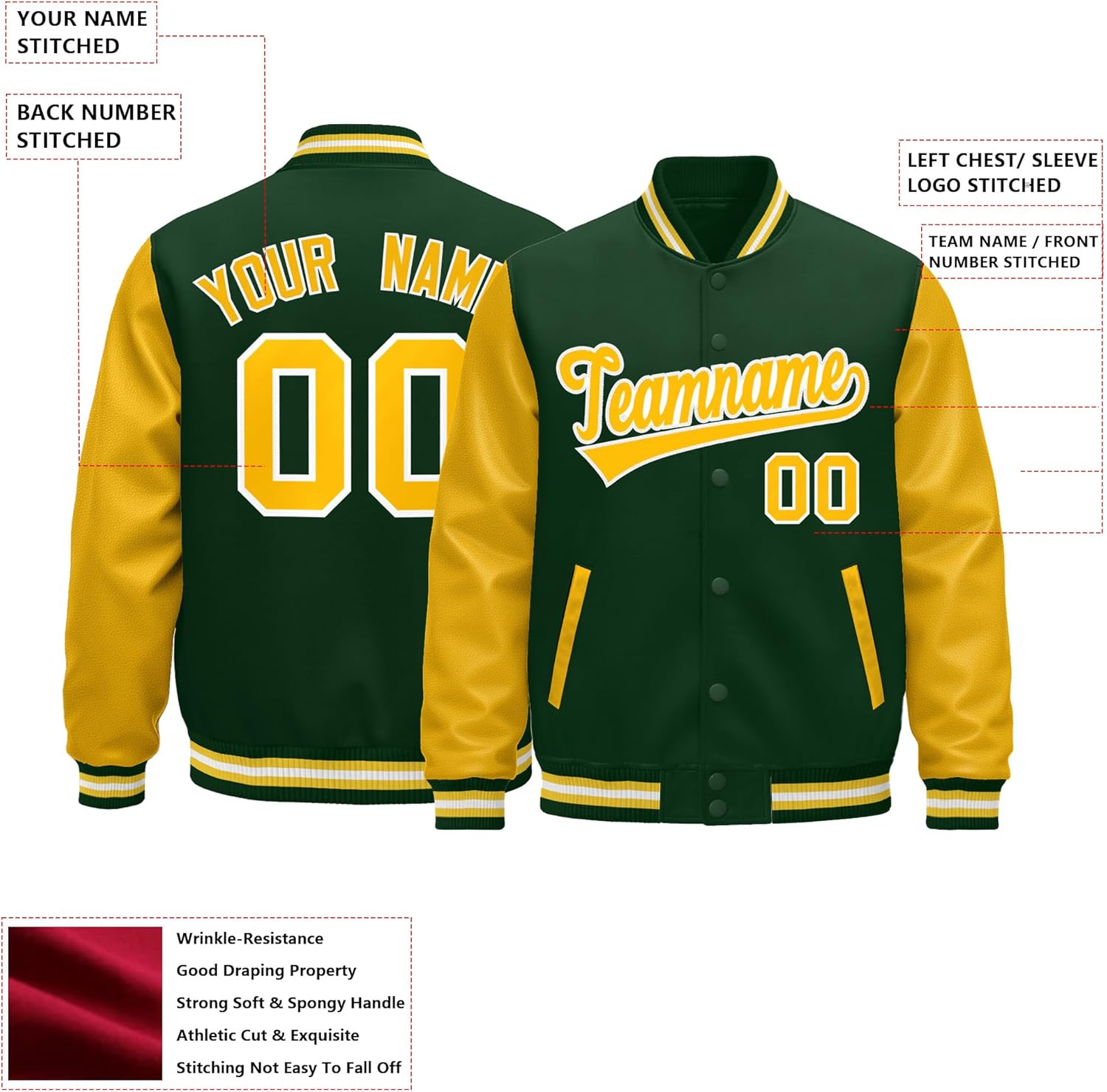 KXK Custom Varsity Jacket with Leather Sleeves,Personalized Stitched Text Logo, Baseball Jacket for Men Women Youth
