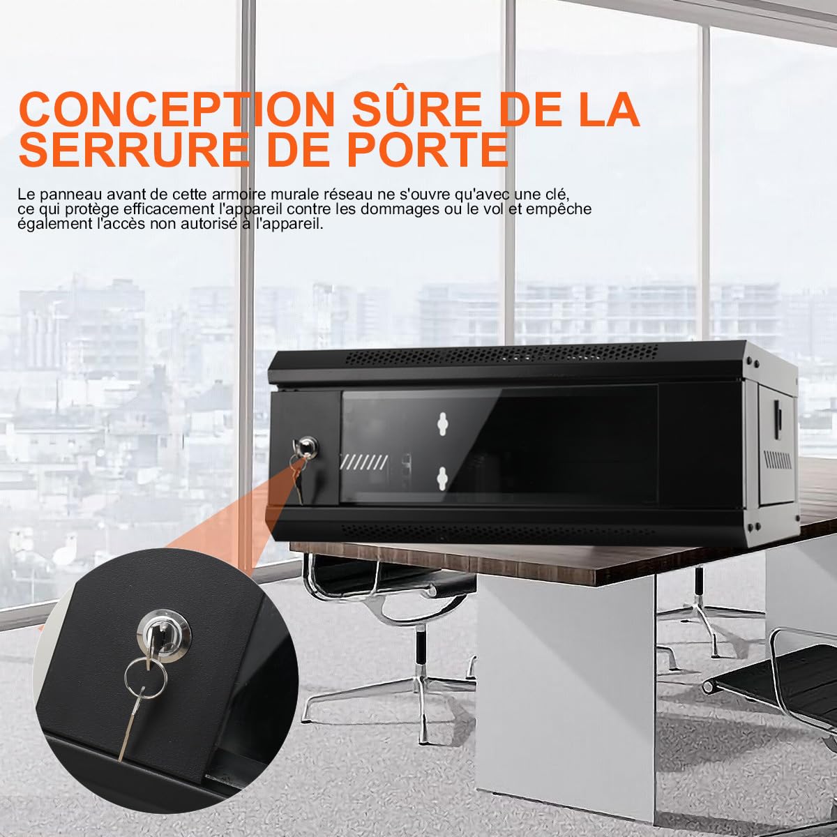 Baie Murale de 4U,Armoire Rack Serveur Réseau à Montage Mural,Armoire réseau Boîtier Rack avec Porte à Serrure & 2 clés 550×400×210mm