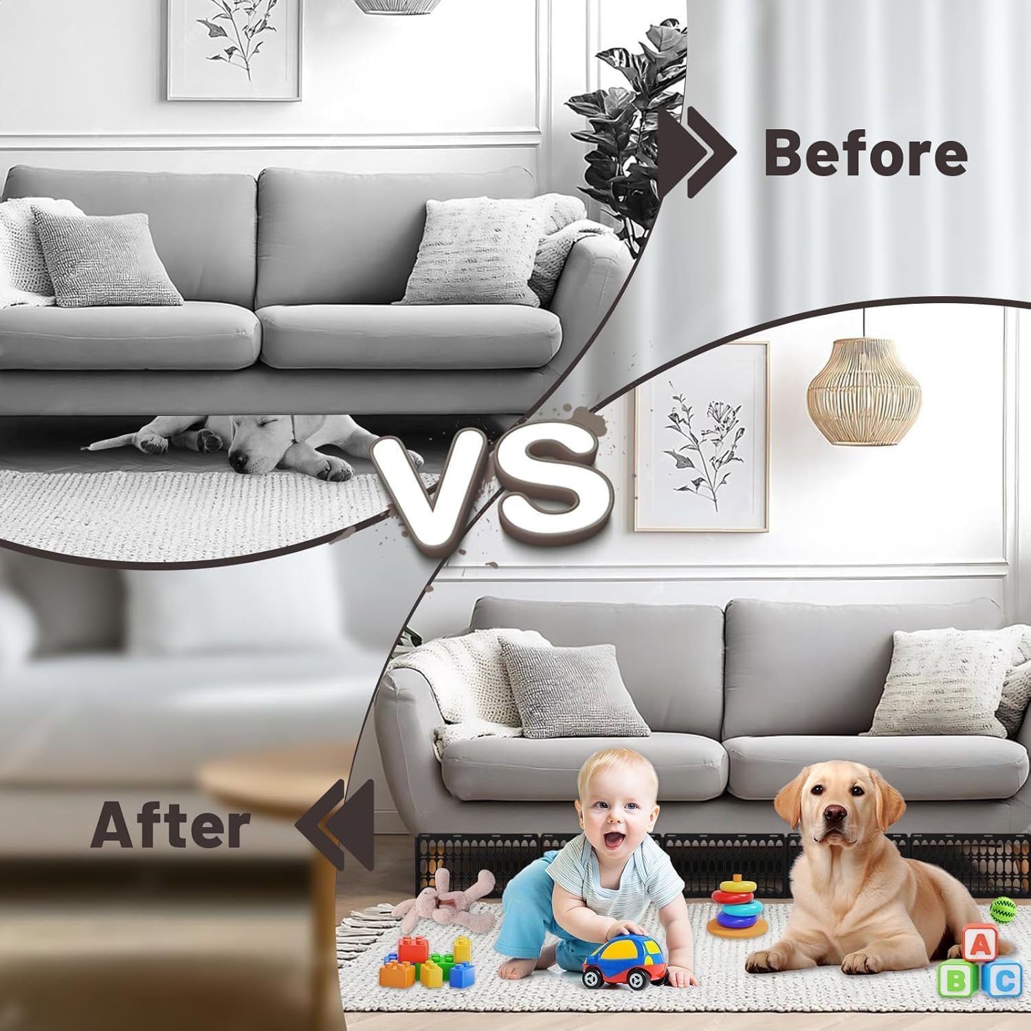 14 Pack Under Couch Blocker, Under Bed Blocker Prevents Toys & Pets Under Furniture, Ideal for Living Room, Bedroom, Playroom