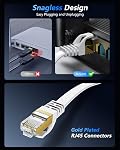 Chat 8 Câble Ethernet 25 Ft, BUSOHE Câble Internet plat haute vitesse Cord Ethernet, 40Gbps 2000Mhz RJ45 LAN Câble blindé en mur, intérieur/extérieur