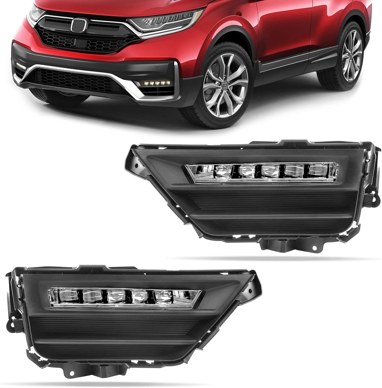 DLAA Fog Lights Led For Honda CRV 2020 2021 Front Fog Lamps Kit Car Styling Spot Light With Cables, Clear Lens - 1 Pair