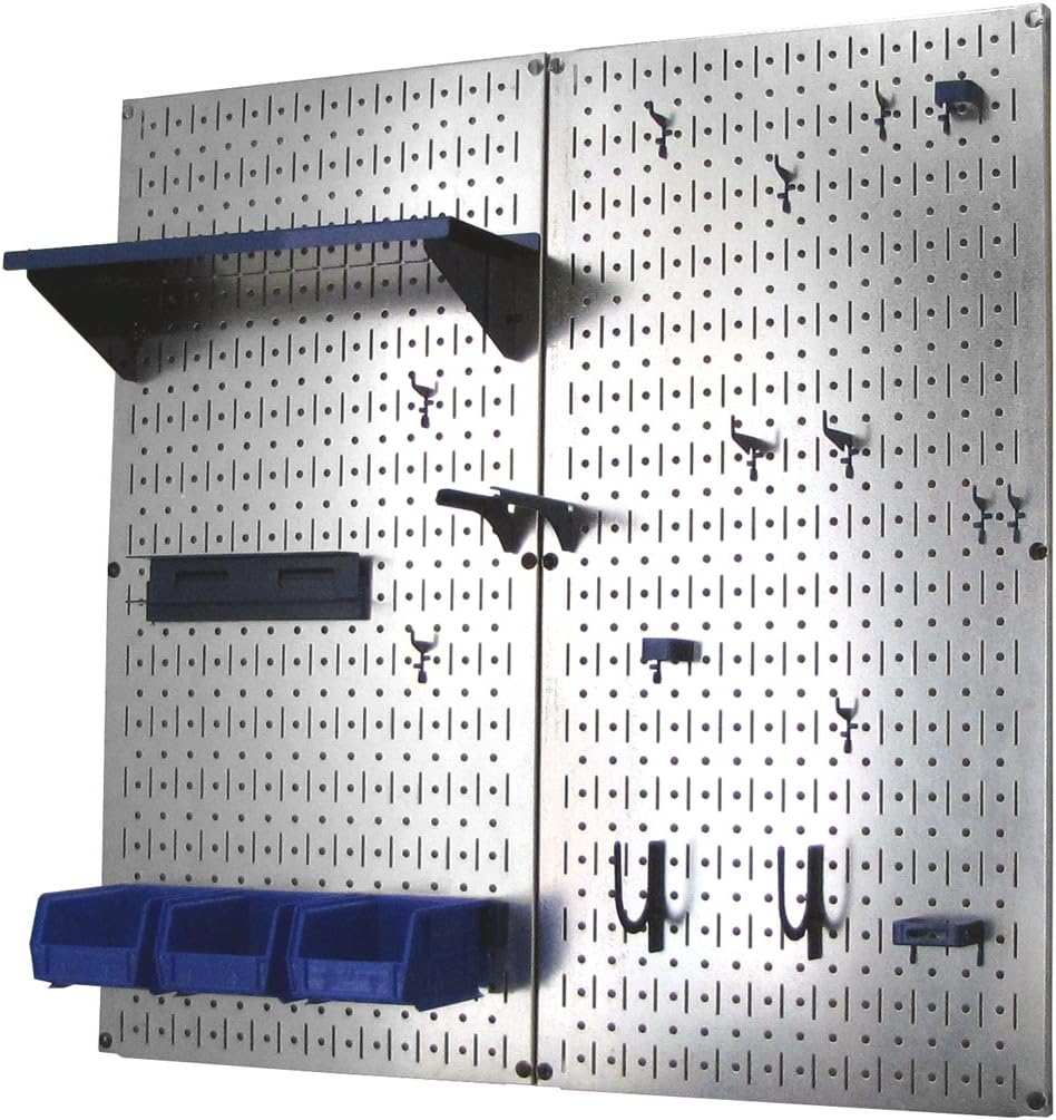 Black Friday Sale 2022 Wall Control Metal Pegboard Organizer Utility Tool Storage and Garage Pegboard Organizer Kit with Metallic Pegboard and Blue Accessories