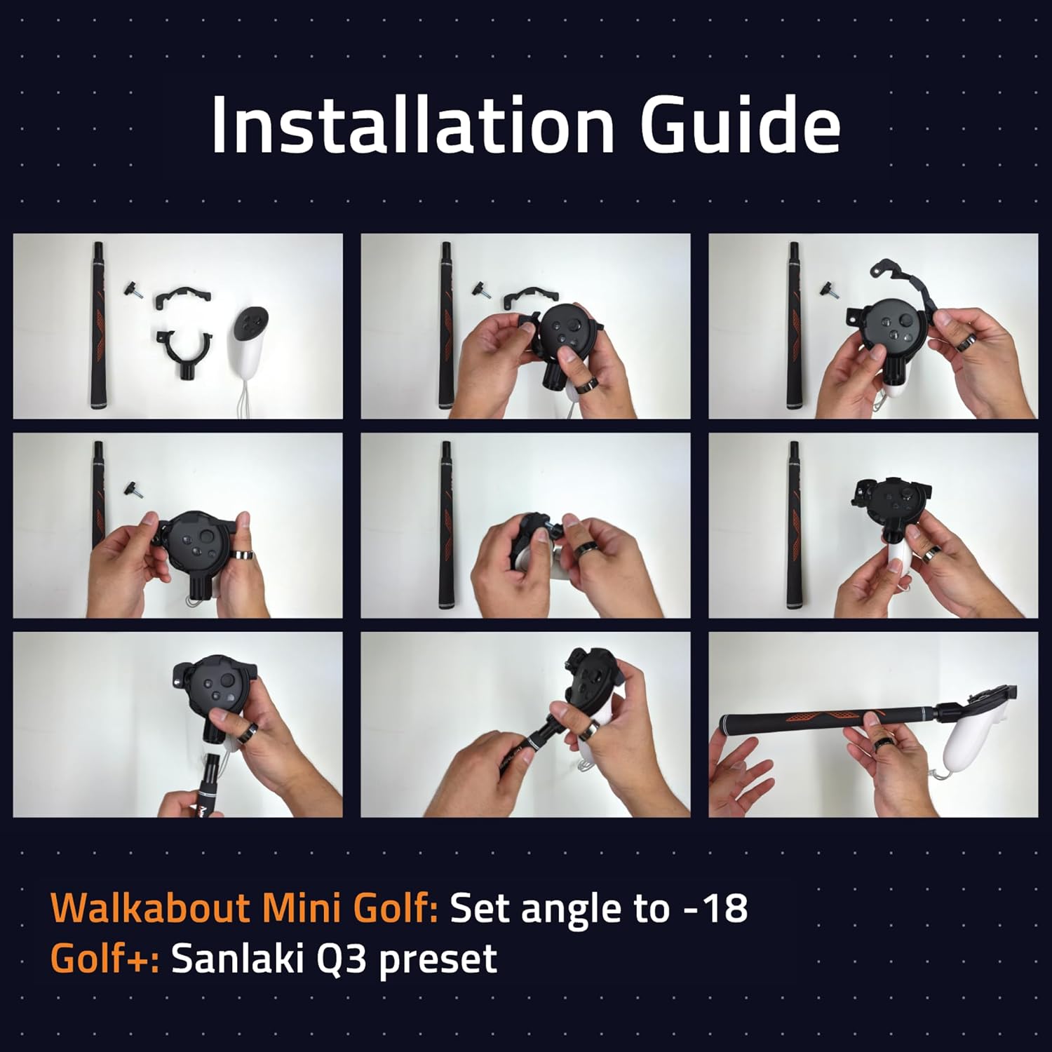 Sanlaki VR Golf Club Adapter, Compatible with Meta Quest 3 (for Right Controller), Made for Golf 5, Golf+ and VR mini Golf