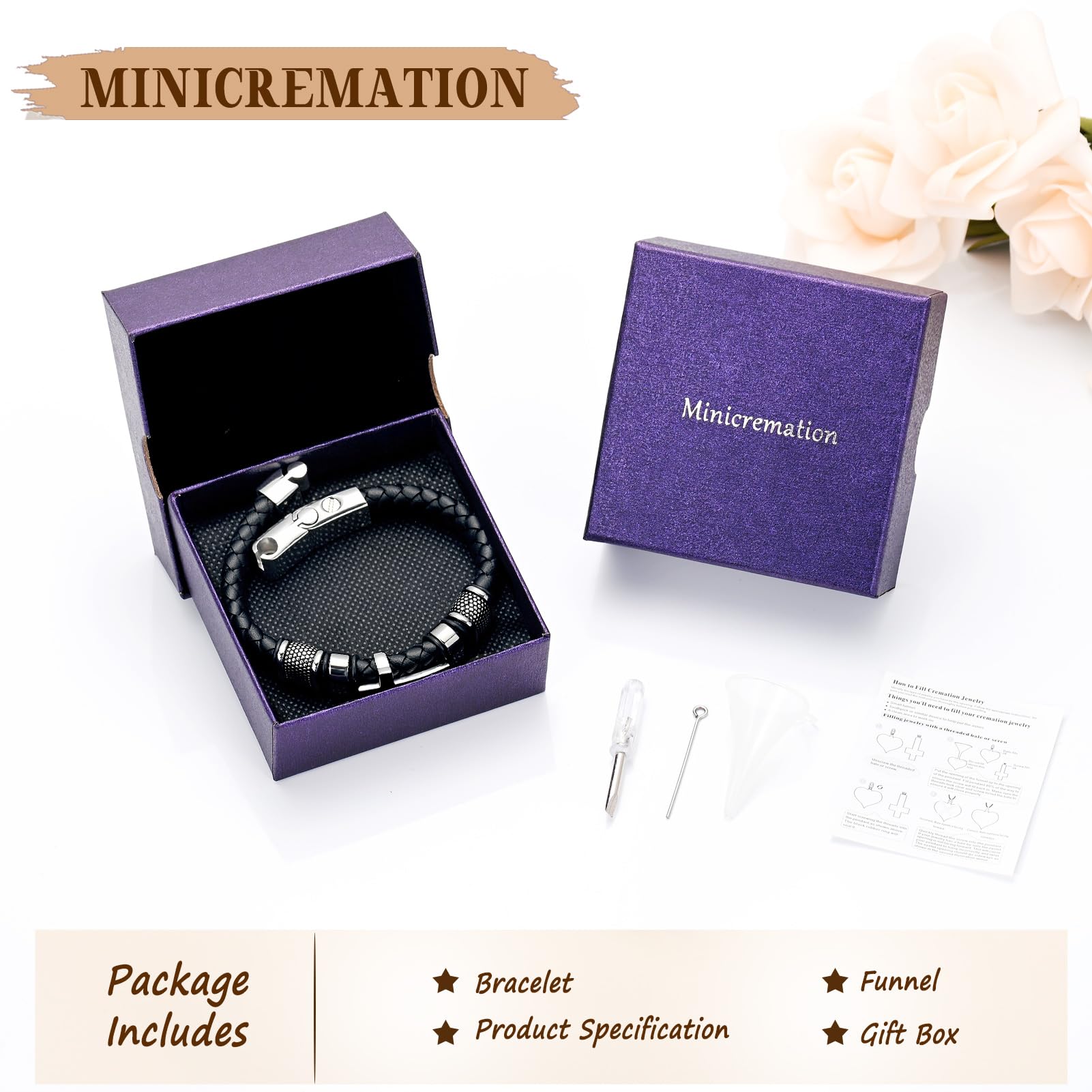 Minicremation - Pulsera para cenizas de piel auténtica para hombre