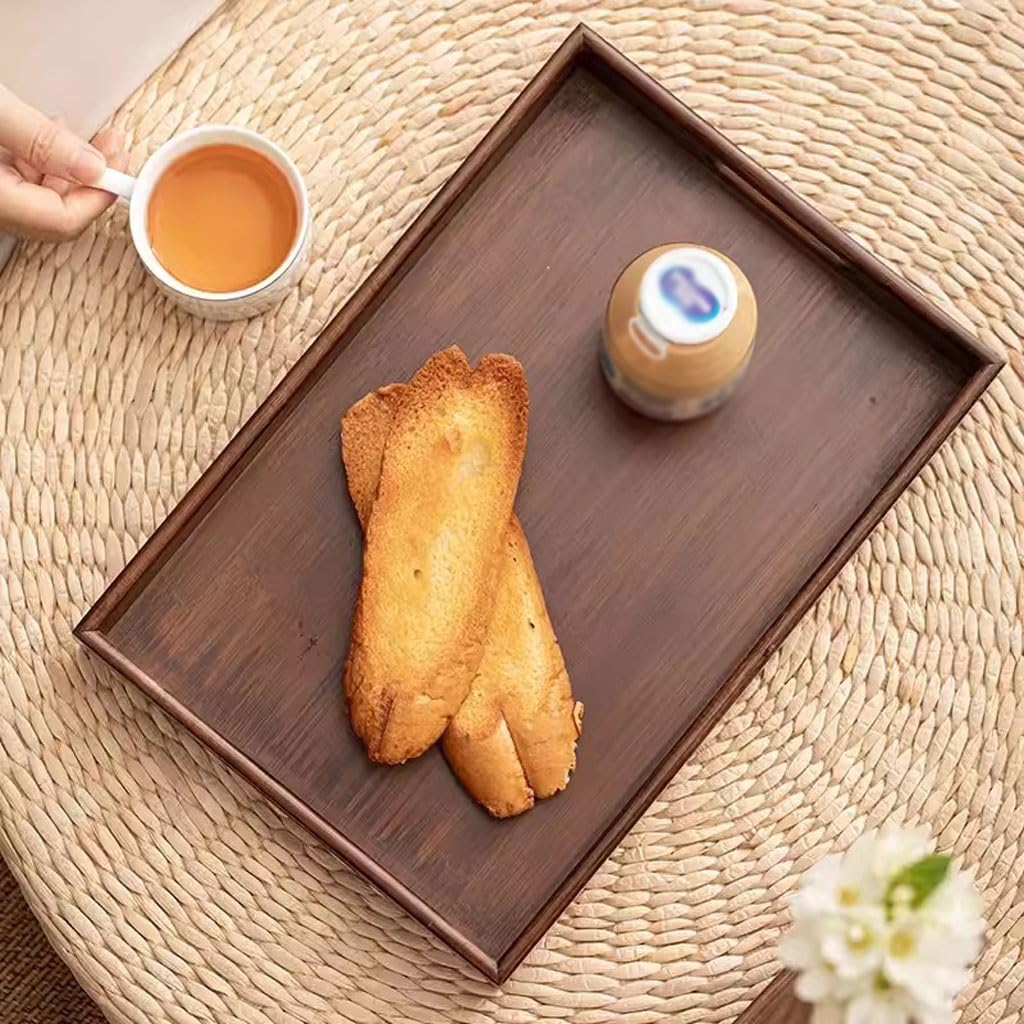 Bandejas Servir Comida Bandeja de Desayuno for Restaurante, Bandeja Almacenamiento Rectangular for el hogar con asa, refrescos for té la Tarde Doble Oreja Mesa Cama | C