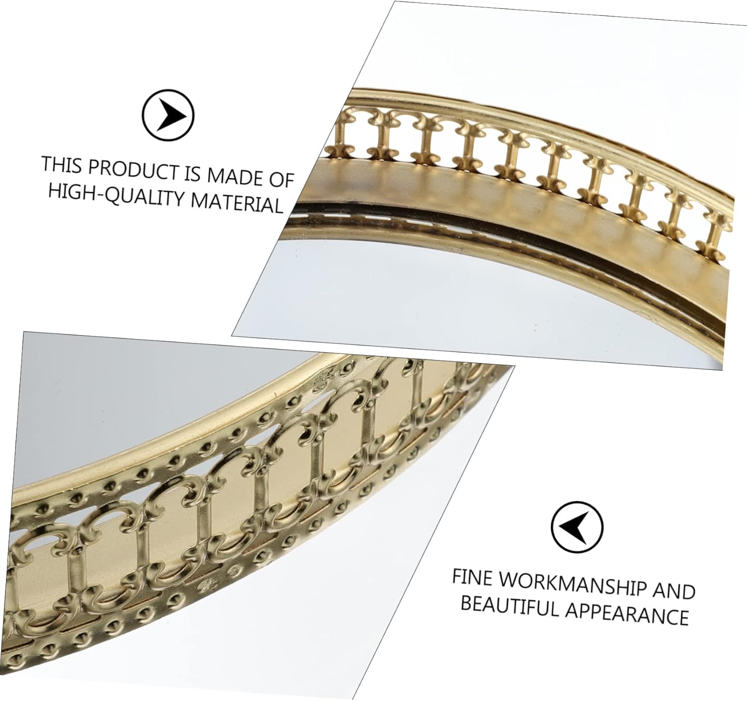 1 PC Ladies Round Plate Dresser Gold Platter Sundries Display Tray Bedroom Style for Bathroom Trinket with Dish Cosmetics European Jewelry Decorative Desktop