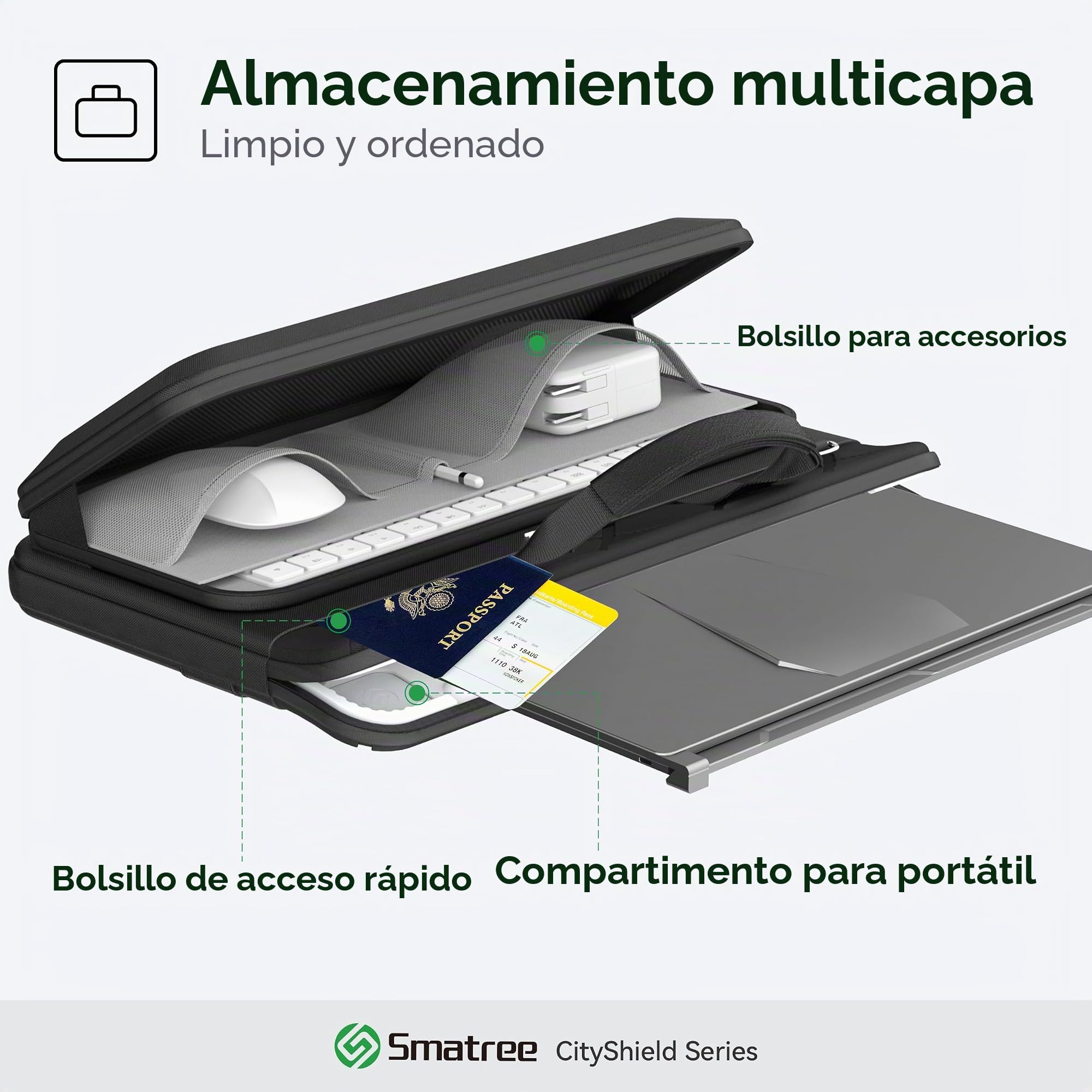 Smatree CityShield Funda para Portátil con Hombro para 16 pulgadas ASUS TUF Gaming A16 2025/2024, para ROG Strix SCAR 16 2025,para 15,6-16 pulgadas ASUS ROG Zephyrus DUO 15 SE/16 2023/2022/2021 (MC04)