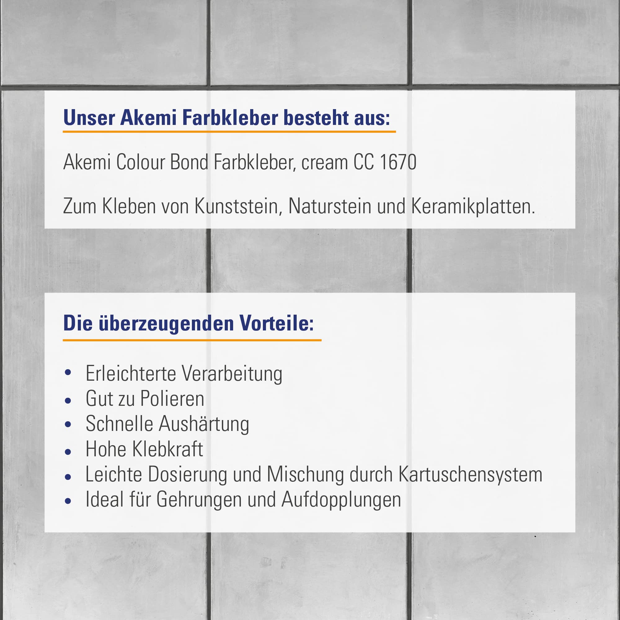 Akemi Colour Bond Farbkleber 250ml, creme CC 1670 I 2-Komponentenkleber zur nahtlosen Verklebung von Kunststein, Naturstein- und Keramikplatten im Innenbereich – 12919