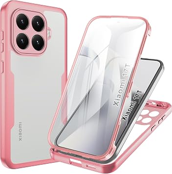 H lle Kompatibel mit Xiaomi 17T 5G 360 Grad Sto fest Schutzh lle Rundumschutz Case mit Eingebautem Displayschutz Robust Bumper Durchsichtig Handyh lle f r Xiaomi 17T 5G Rosa