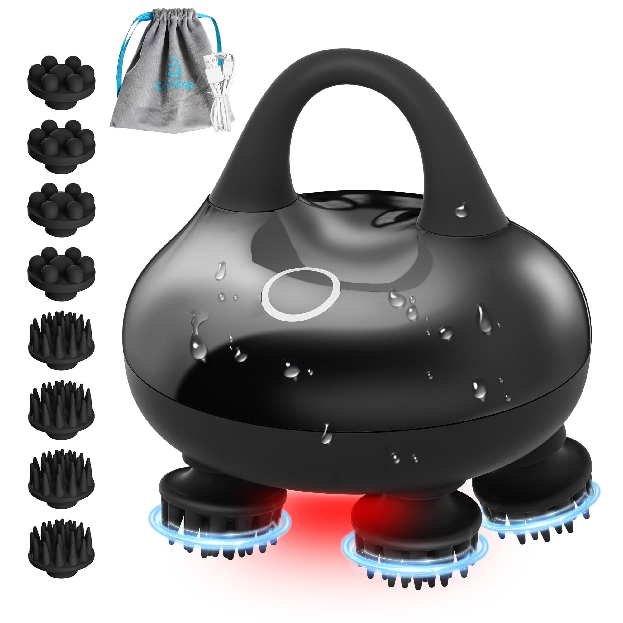 COMFIER Cordless Hair Growth Massager with 3 Kneading Modes, Waterproof Head Massager with 8 Claws for Deep Cleaning, Head Scraper, Body Massager Global Recycled Standard Global Recycled Standard Global Recycled Standard