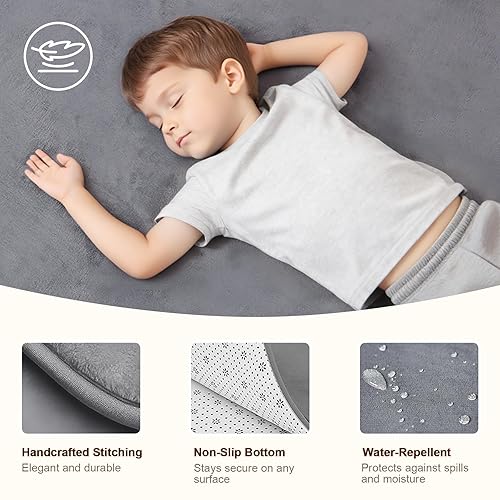 Miniatura 4 de Tapete de juego para bebé para piso, tapete de corral de 50 x 50 pulgadas de grosor para el tiempo boca abajo, tapete de terciopelo coral ultrasuave