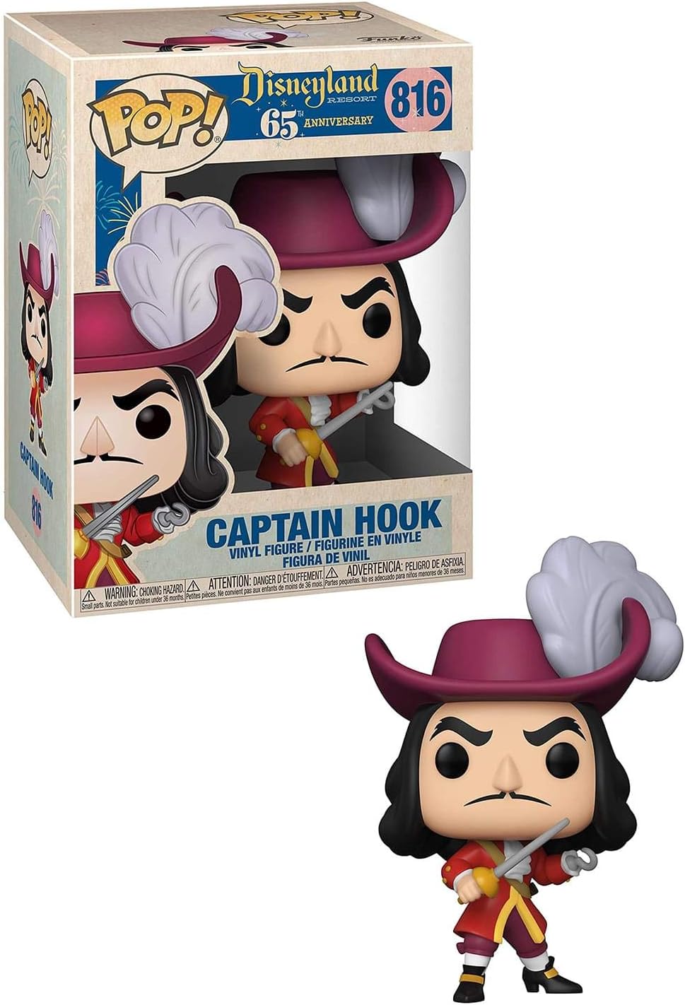 Funko Pop! Disney: Disney 65th - Captain Hook, 3.75 inches