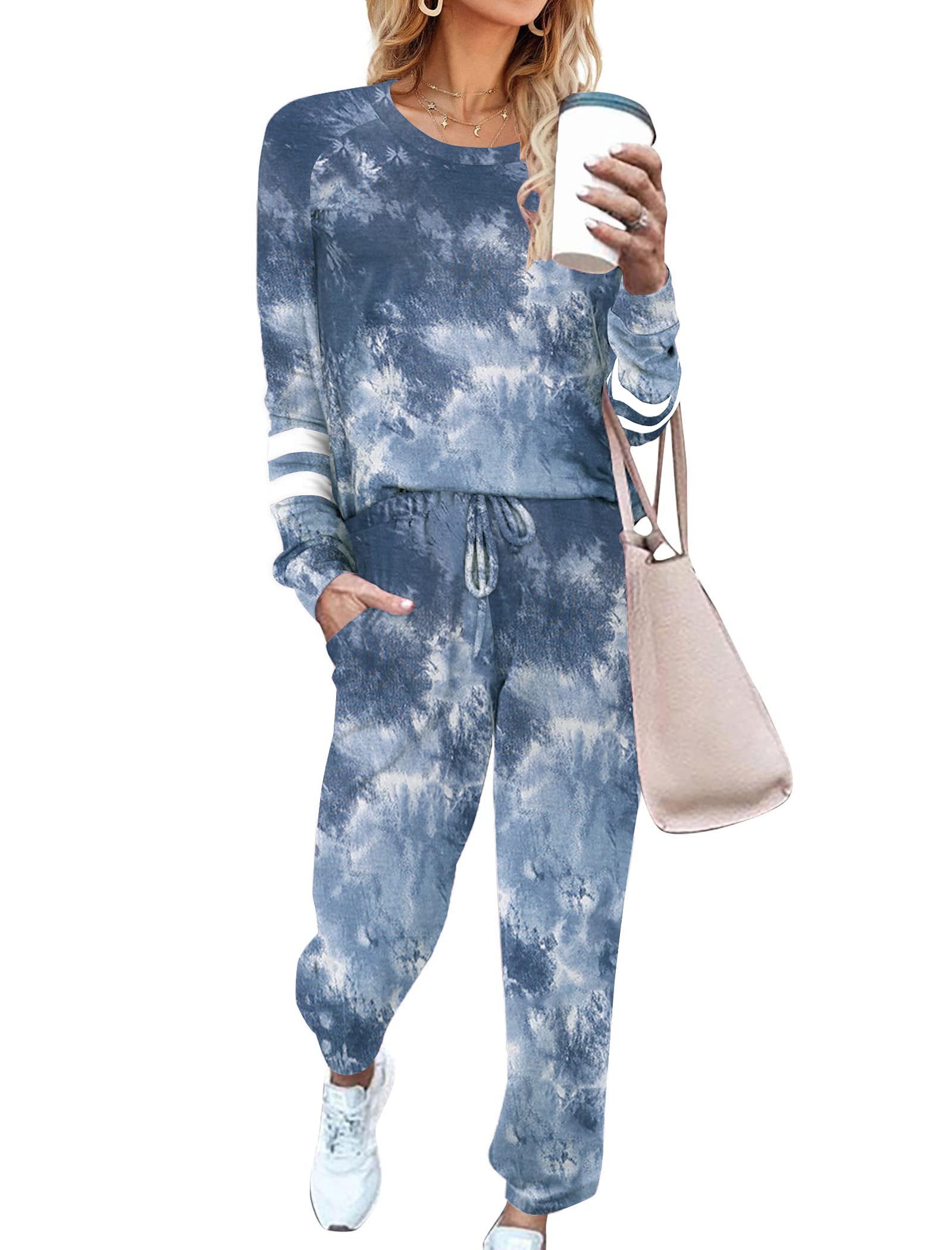 Ekouaer Sweatsuits Womens Loungewear Set Tracksuit Long Sleeve Pajamas Set