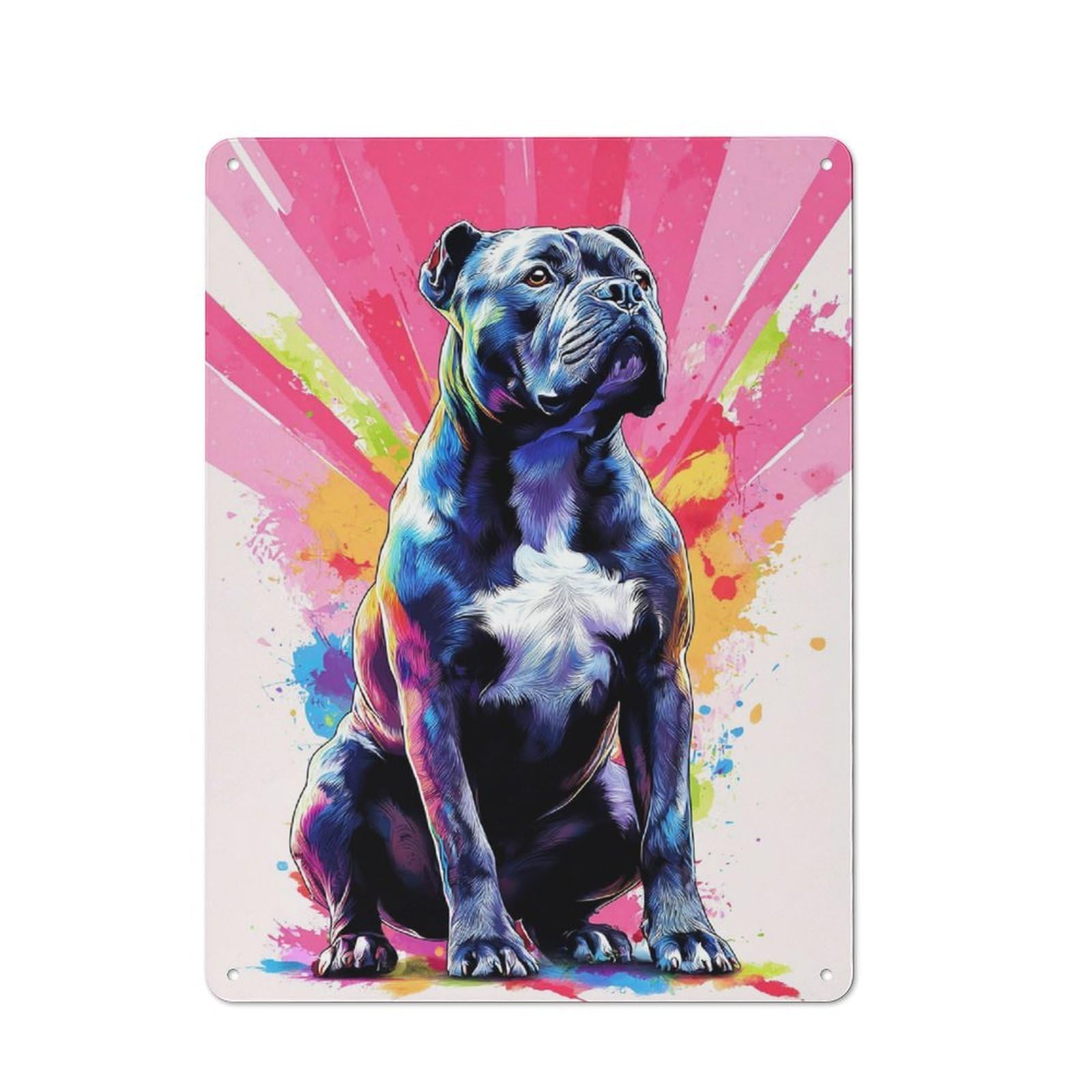 Junmoney Colorful Bulldog Artwork Vintage Printed Metal Sign 40X30cm For Café Or Home Bar, New Home Wall Decor For Hospitality Decor Collectors