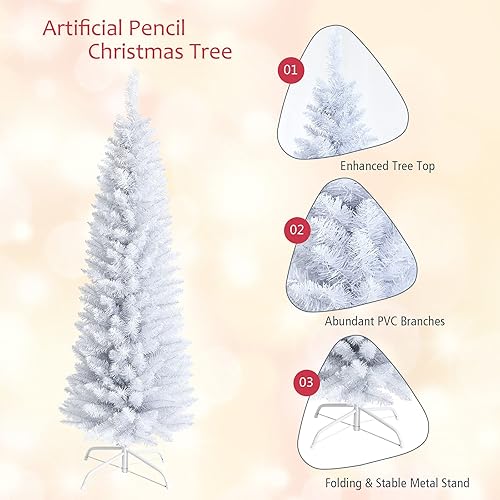 Miniatura 75 de Goplus - Árbol de Navidad artificial cónico de 6 pies, 340 puntas de rama, agujas de cloruro de polivinilo premium, delgado con soporte de metal