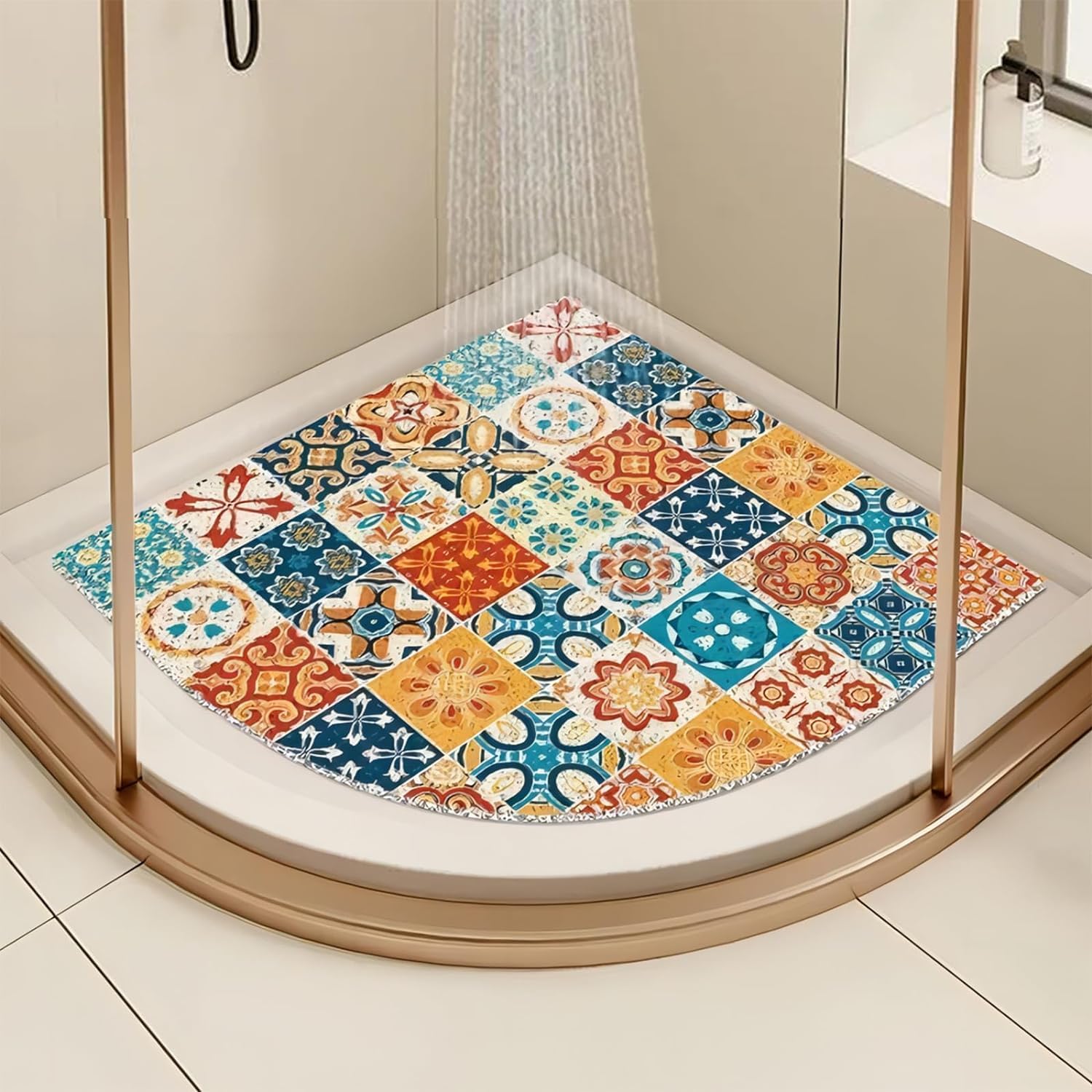 Shijhui Orange Corner Shower Mat - Non-Slip, Anti-Mould Loofah Mat For Quadrant Bath (, 60X60cm)