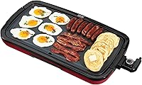 Vista 1 de DASH Everyday plancha eléctrica antiadherente de lujo con placa de cocción extraíble, para panqueques, hamburguesas, quesadillas, huevos y otros Rojo