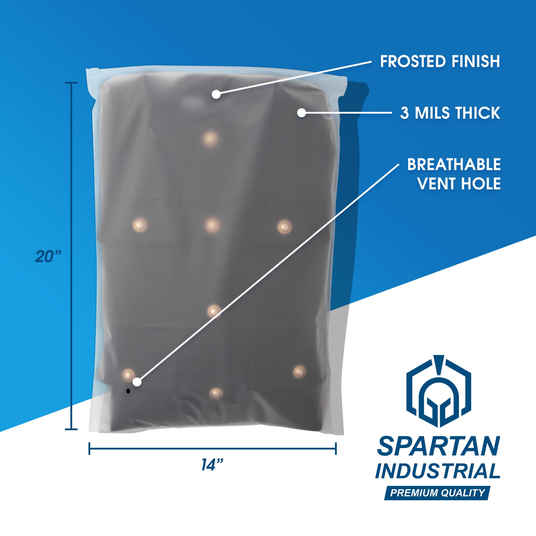 Spartan Industrial - 14" X 20"  100 Count  Clear Resealable Cello Poly Bags For Packaging Clothing T Shirts Self Seal Reinforced