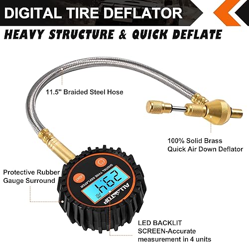 Miniatura 9 de ALL-TOP Kit de desinflador rápido de neumáticos 4x4 de 0-70 PSI medidor de presión de neumáticos Air Down Master para neumáticos todoterreno de Jeep