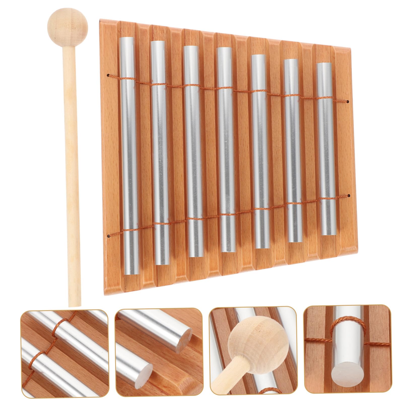 Campane a Vento da Tavolo 7 Toni Set 1 in Legno e Metallo | Back To School Party, Strumento Percussione Affidabile, Oggetti per Scuola, Giocattolo Ricreativo Campanelli