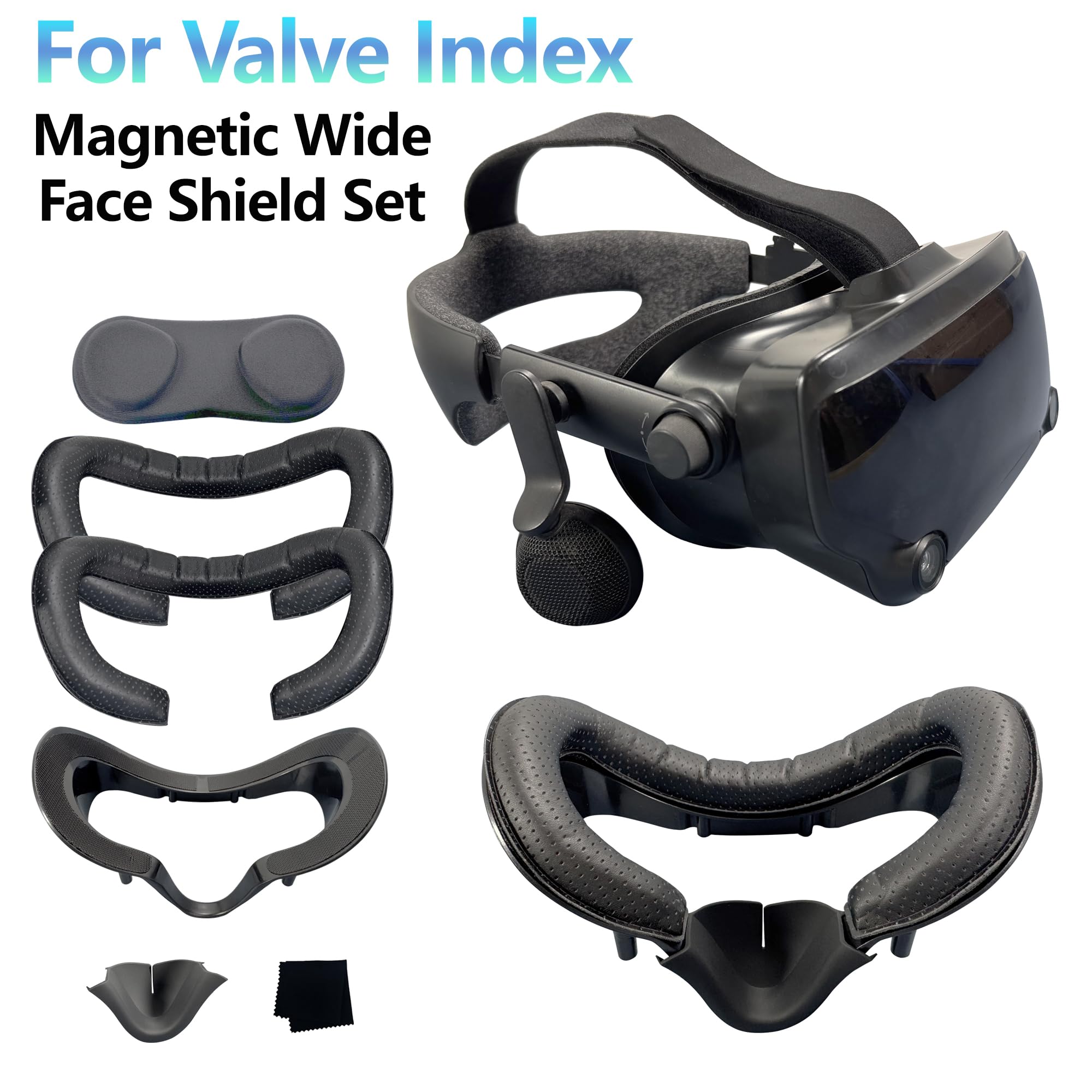 Valve Index Coussinet de Protection Faciale VR Support d'Interface Magnétique Coussin Mousse Cuir PU Plaques Nasales Opaques Silicone Lot 6 Pièces