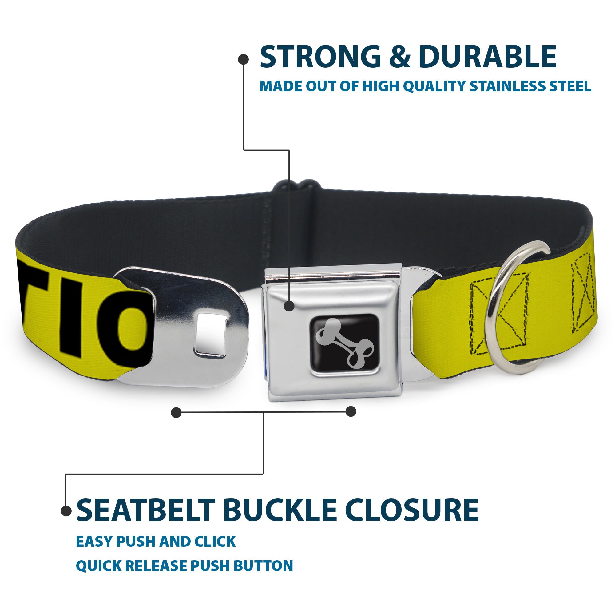 Buckle Down Hundehalsband Im Sicherheitsgurt-Design – Aus Nylon & Edelstahl, Made In USA