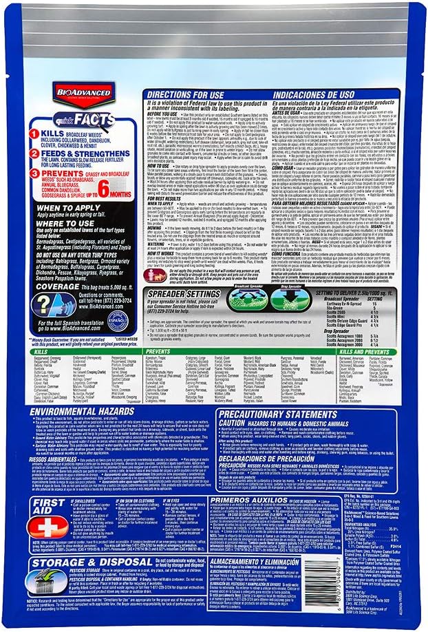 BioAdvanced 3-In-1 Weed and Feed for Southern Lawns, Granules, 12.5 lb, 5,000 Sq Ft