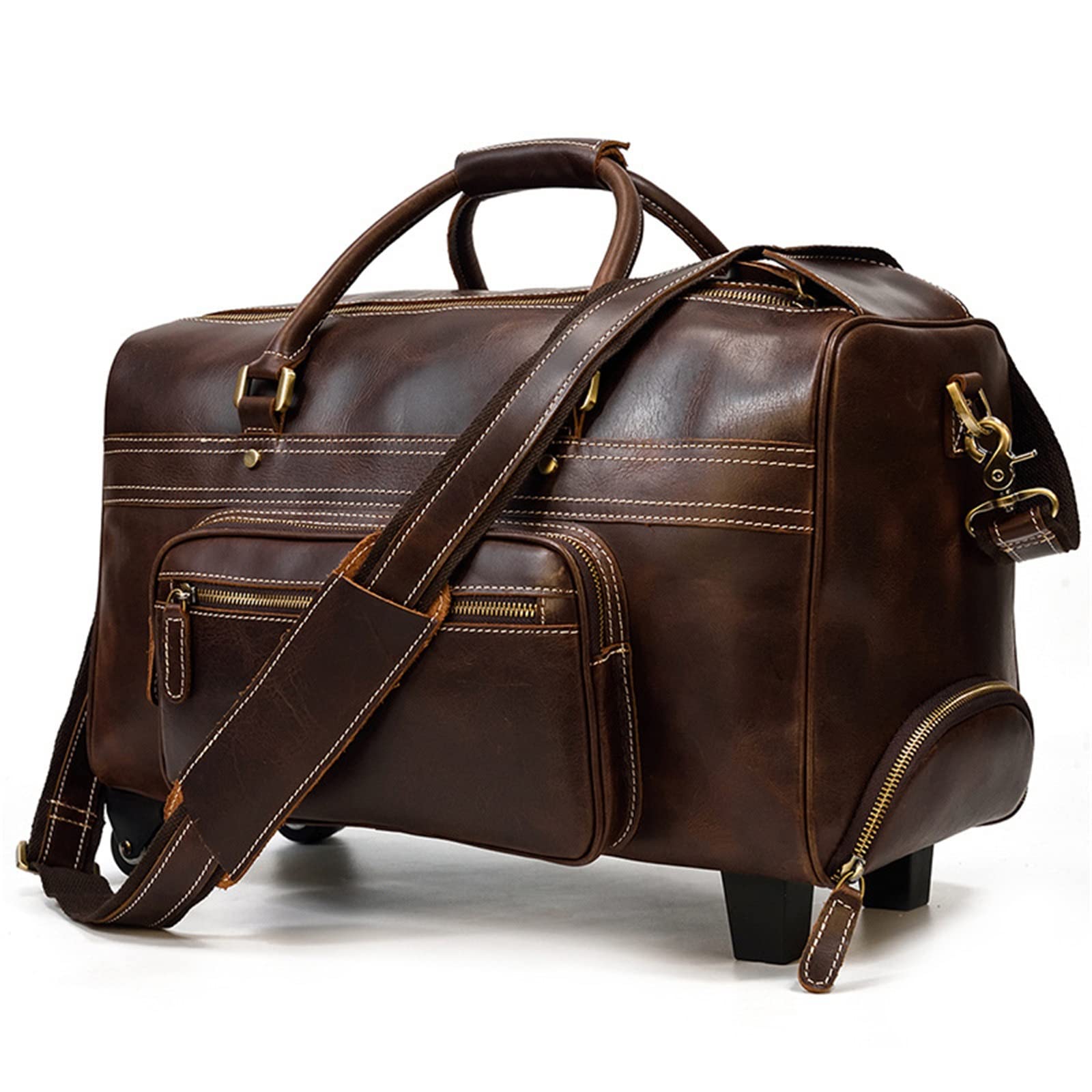 Bolso de Equipaje de Mano para Hombre Bolso de Viaje Cuero Retro for Hombres para Mujeres Hombres