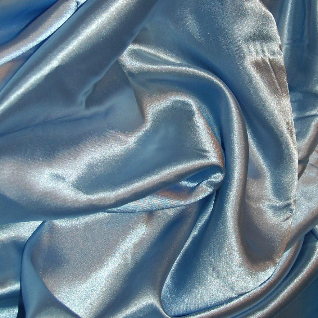 CQL Satin Fabric by The Metre – 60 Inch Wide Satin Roll for Wedding Dresses, Bespoke Tailoring & Decoration Projects – Soft, Smooth, Silk-Like Finish(Pale Blue,5 Metre)