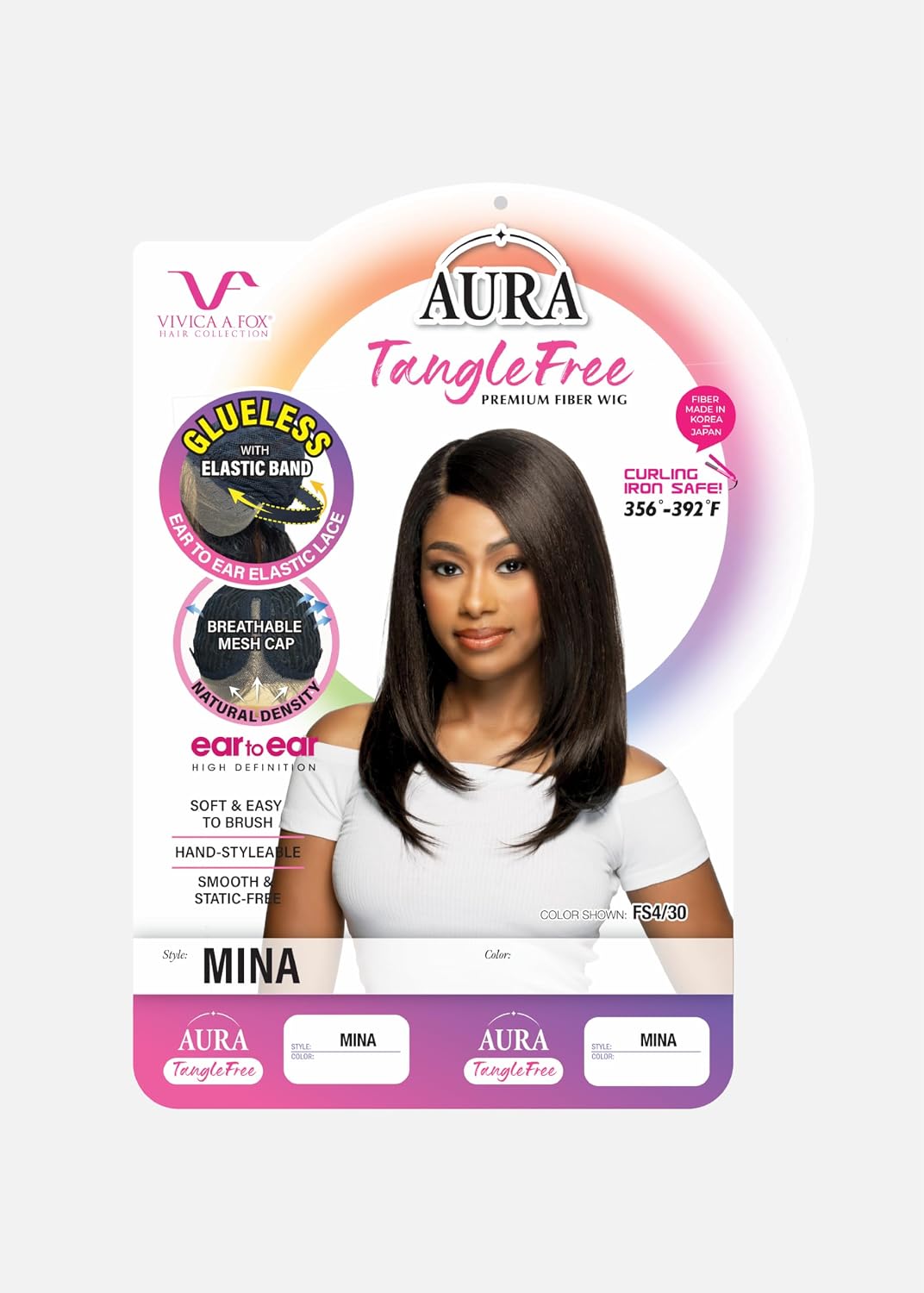 Vivica A. Fox Hair Collection MINA, Aura Tangle Free Premium Fiber, HD Lace Deep Part, Glueless Wig (Dark Brown 2)