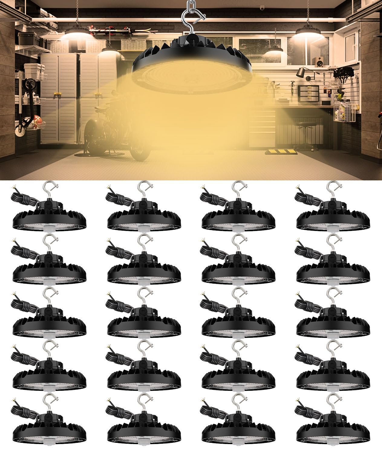 JCE UFO LED High Bay Light Shop Lights for Commercial Warehouse Lighting wattage and CCT Adjustable 240W 200W