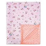 QSTEHEML Baby Blankets for Girls,Super Soft Nursery Minky Blanket Unisex, Baby Gifts Double Layer with Dotted Backing,Infant Blanket for Crib Stroller(Pink Flower30*40in)