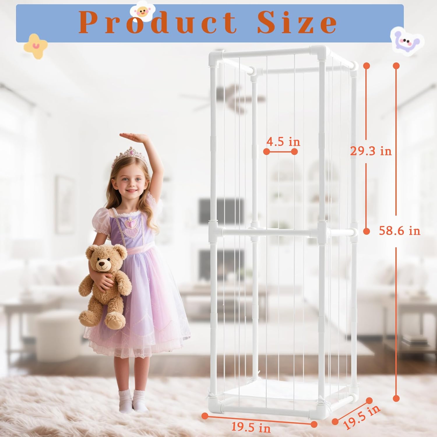 Large Stuffed Animal Storage Zoo Cage Holder, Upgradation PVC Stuffed Animal Storage Organizer, Space Saving Plush Toys Zoo Holder, for Kidroom Playroom, White - Image 4