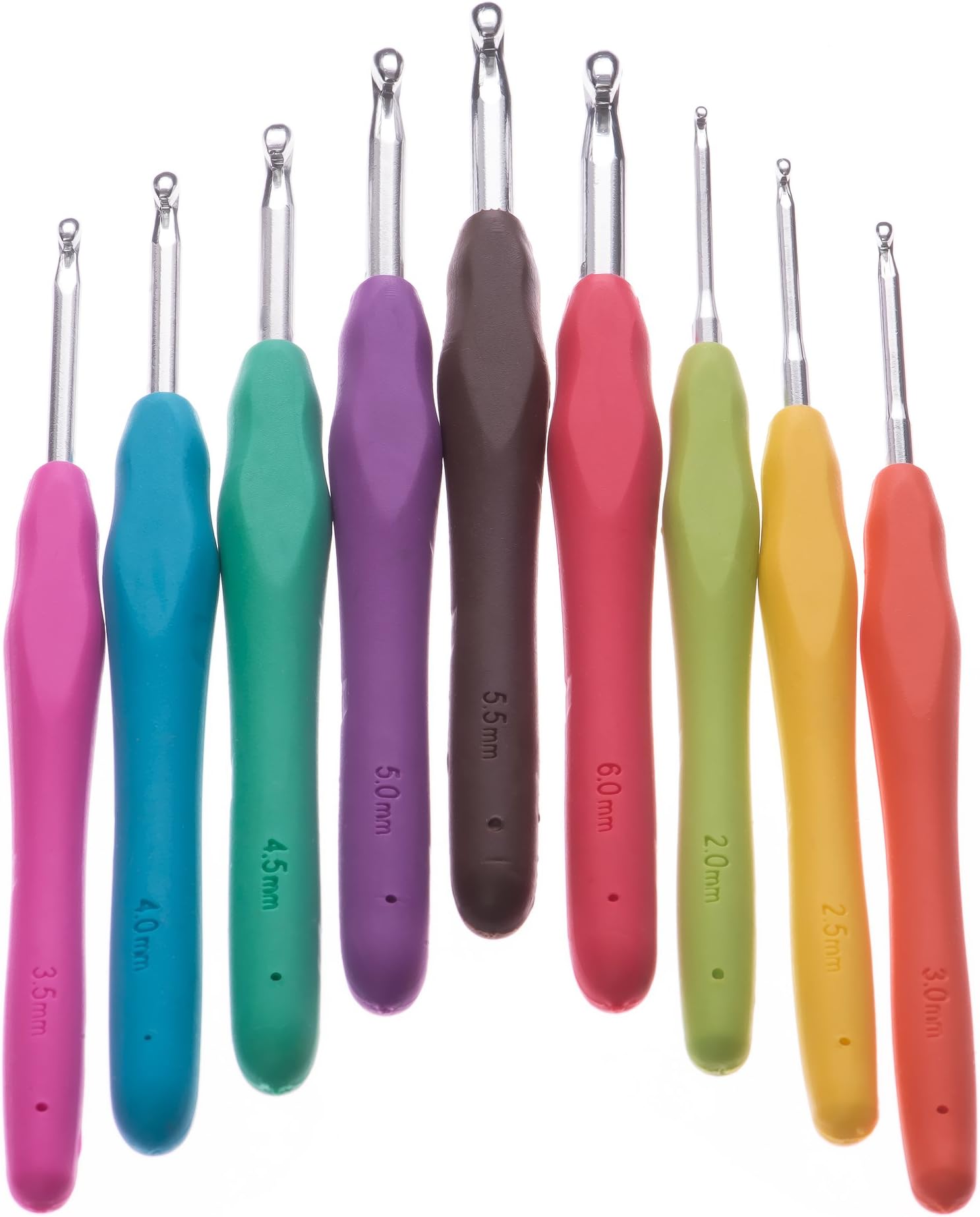 Crochet Hook Set - Ergonomic Crochet Hook Set - Soft Rubber Handles - Best For Pain Free Crocheting -Comfort Grip - Premium Aluminum -Life Time Guarantee