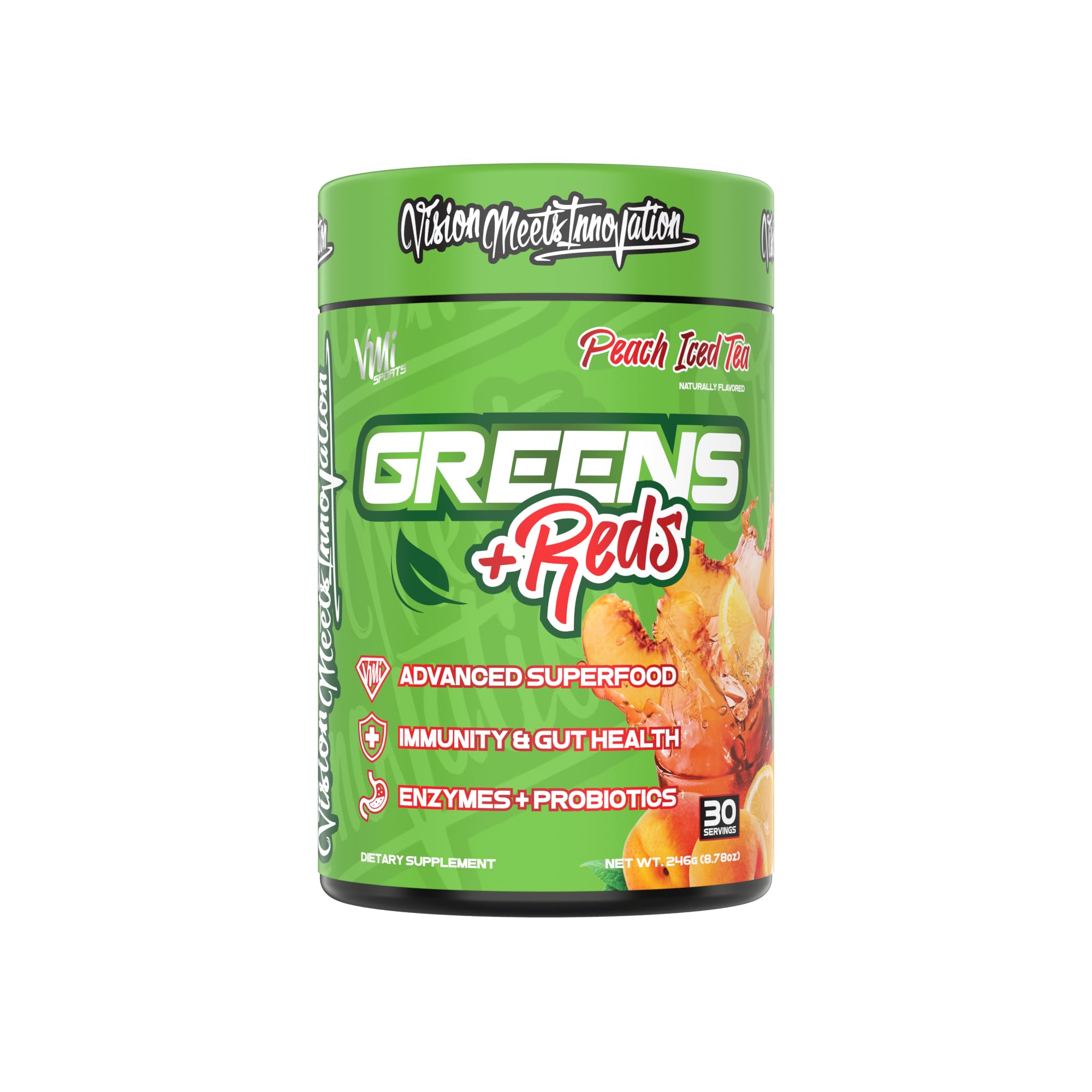 VMI Sports Greens + Reds Advanced Superfood Immunity and Gut Health | Enzymes & Probiotics | 30 Servings (Strawberry Kiwi) — Amazon image 8
