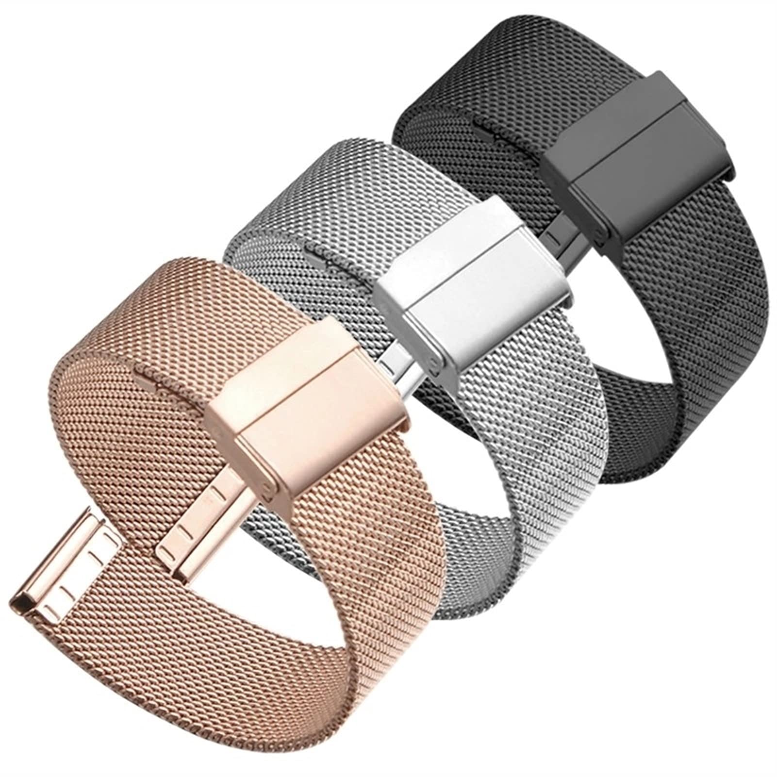Pasek do zegarka Quick Release Mesh Pleciony metalowy pasek ze stali nierdzewnej dla mężczyzn i kobiet Regulowany 18 mm, 20 mm, 22 mm Bransoletka / 18 mm/różoworóżowy