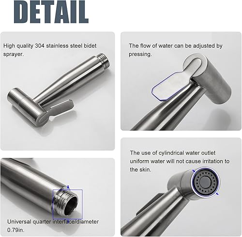 Miniatura 5 de Wexecon Pulverizador de bidé de mano para ducha musulmana, bidé para inodoros existentes con manguera a prueba de explosiones, presión de agua